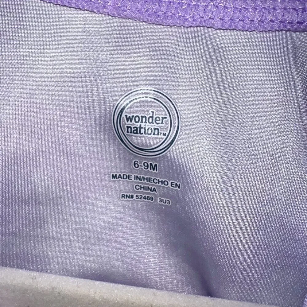 NWT Wonder Nation Baby Zip Rashie Lavender Sky Squares Size 6-9M